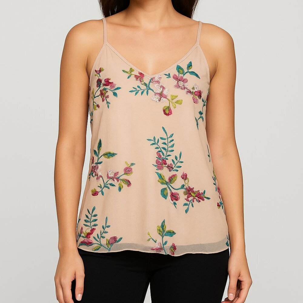 Willow Embroidered Floral Tank Top | Size Large